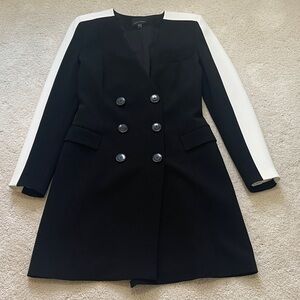 Double-Breasted Black and White Blazer Dress